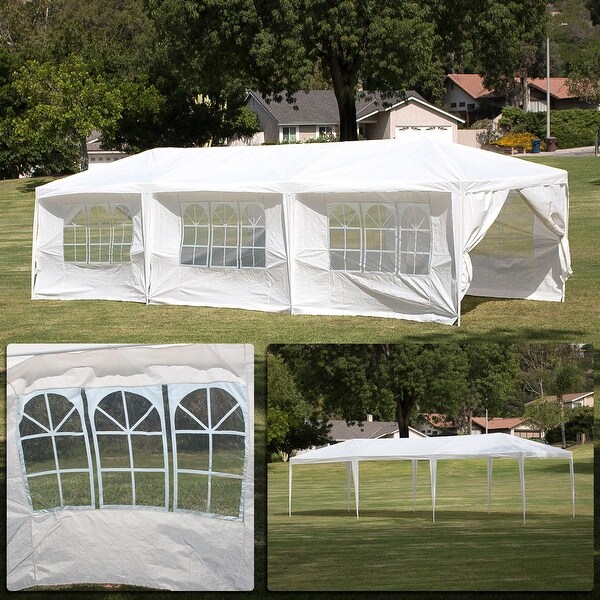 BELLEZE Outdoor Canopy 10 x 30 Foot Gazebo White UV Resistant